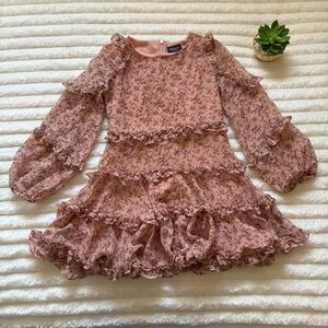 Bardot Junior Girls Hazel Frill Dress Rose Size 8 Ruffle Long Sleeve